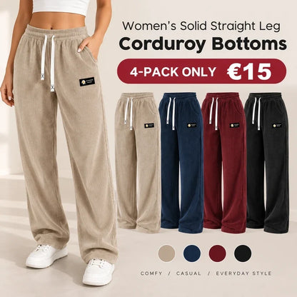 LAST DAY SALEWomen's Solid Straight Leg Corduroy Bottoms-100% Cotton