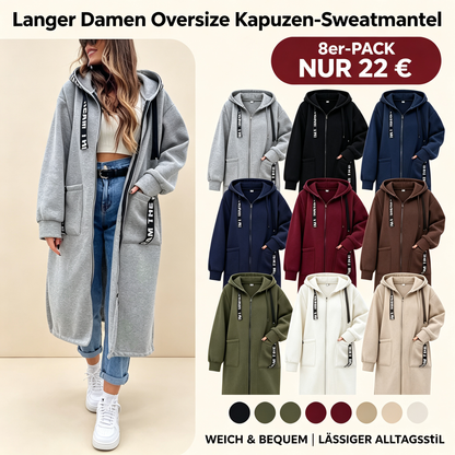 Oversize-Kapuzen-Sweatshirt-Mantel für Damen