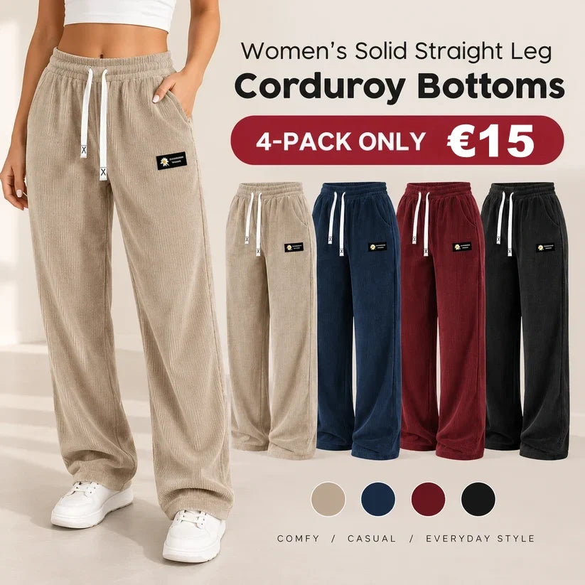 LAST DAY SALEWomen's Solid Straight Leg Corduroy Bottoms-100% Cotton