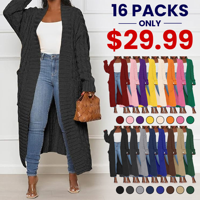 Women's Long Cardigan 2026 Oversized Coat Long Sleeve Open Cardigan Knitted Extra