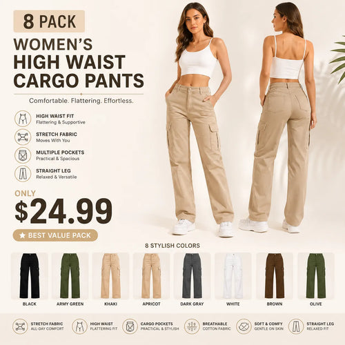 Women's High Waist Stretch Cargo Pants