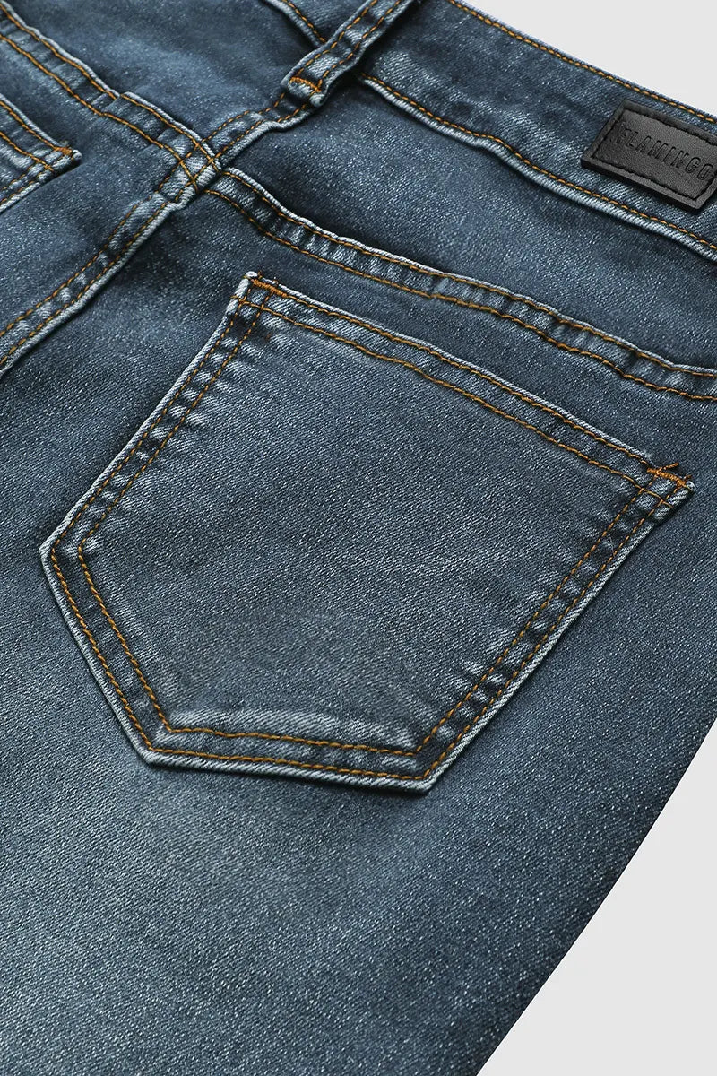 Mid-waist bootcut jeans with floral embroidery