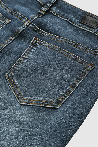 Mid-waist bootcut jeans with floral embroidery