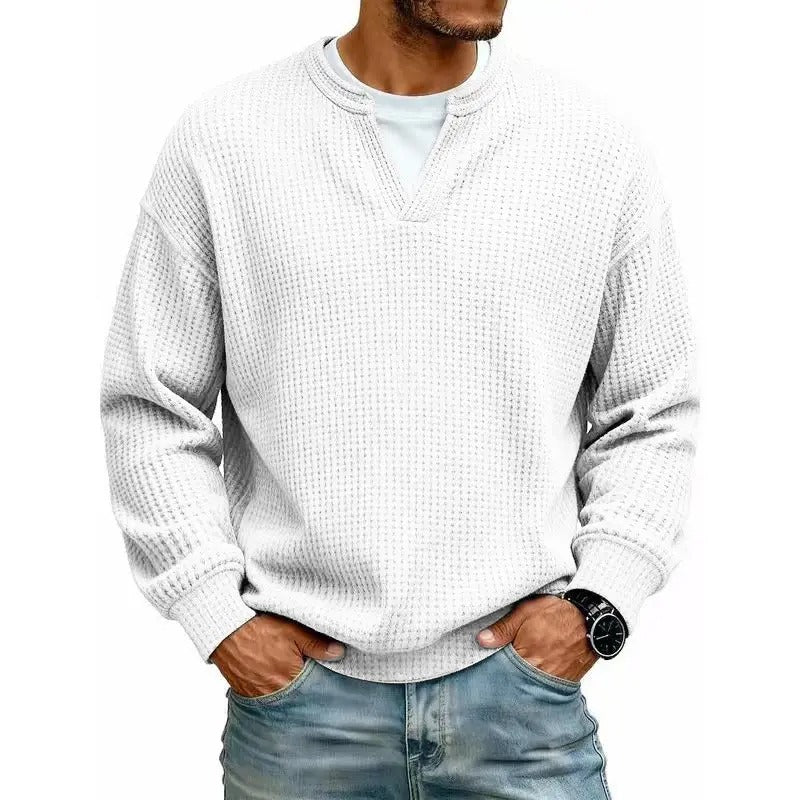 🍂Autumn Sale🍂Men's Minimalist Waffle-Knit Long-Sleeve T-Shirt