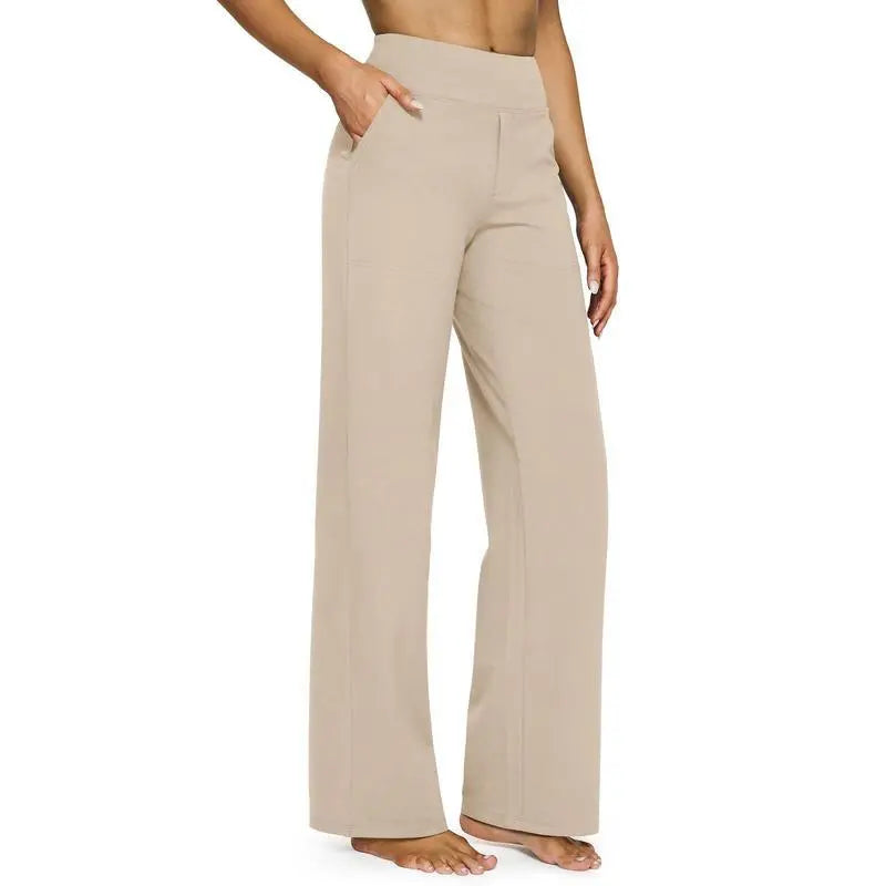 💚Women's High-Waist Wide Leg Pants – Business Casual Yoga Dress Pants with Pockets
