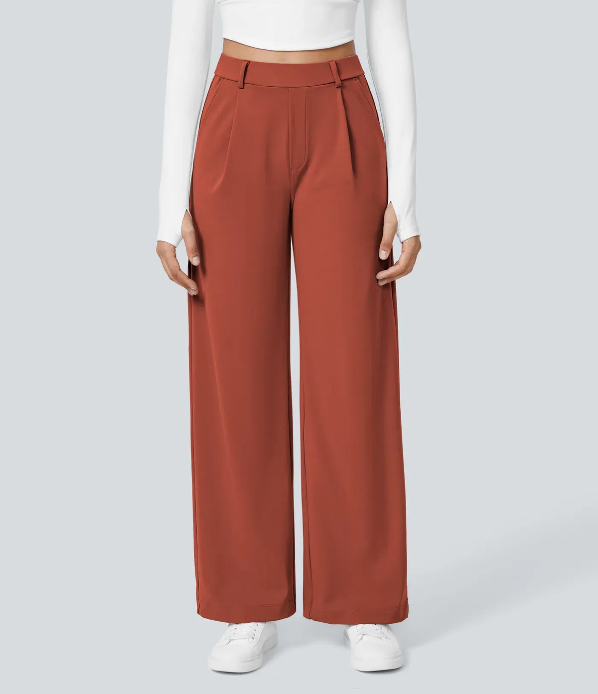Big Spring Sale!High Waisted Side Pocket Straight Leg Work Pants