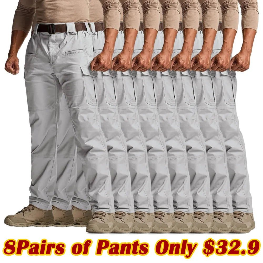 Men's Flex Stretch Tactical Pants, Water Resistant Ripstop Cargo Pants