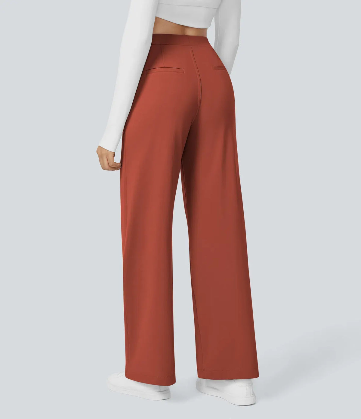 Fall Big Sale!High Waisted Side Pocket Straight Leg Work Pants