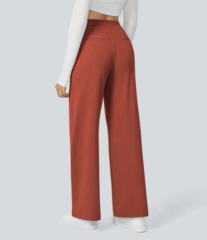 Fall Big Sale!High Waisted Side Pocket Straight Leg Work Pants