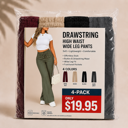 🤲⚡New Summer Drawstring High Waist Wide Leg Pants