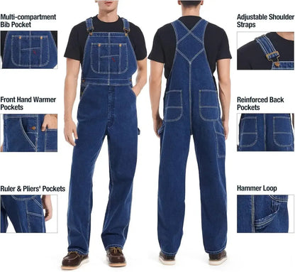 Men's Flex Denim Bib Overalls — Adjustable & Utility Ready