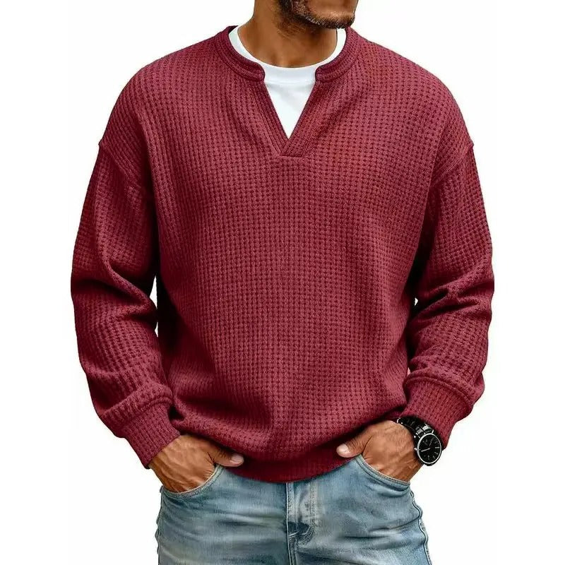 🍂Autumn Sale🍂Men's Minimalist Waffle-Knit Long-Sleeve T-Shirt