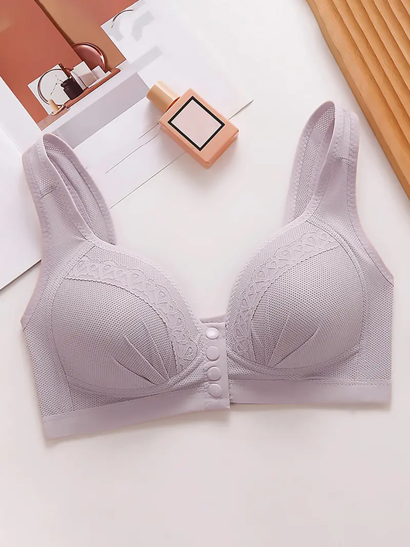 Women's 6-Pack Front Closure Push-Up Bra – Jacquard Full Coverage Unlined Seamless Underwire Bra for Daily Wear
