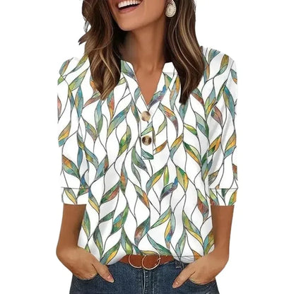 3/4 Length Sleeve Womens Tops Dressy Casual Blouses