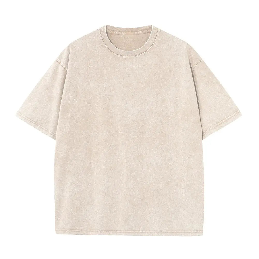Men's Oversized Vintage Acid-Wash T-Shirt Heavyweight Cotton Streetwear for Gym & Everyday Wear