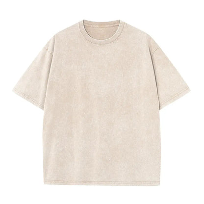 Men's Oversized Vintage Acid-Wash T-Shirt Heavyweight Cotton Streetwear for Gym & Everyday Wear