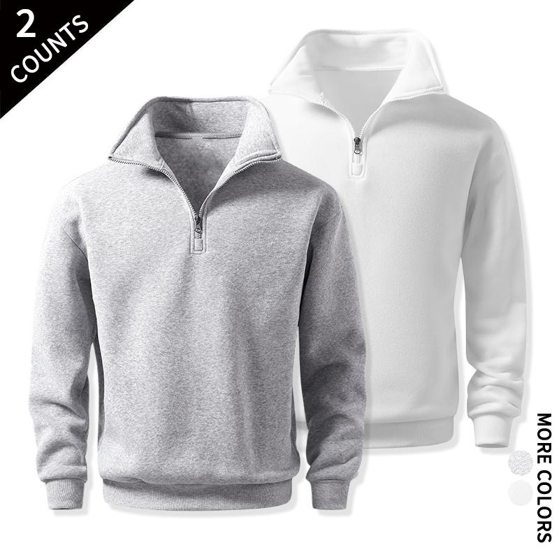 Men's Cozy Quarter-Zip Sweatshirts, Single or 2-Pack