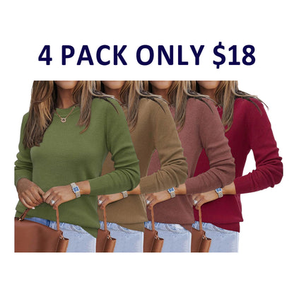 Women Spring Fashion Wool Blend Sweater 2025 Long Sleeve Crew Neck Business Casual Pullover Tops Trendy Outfits