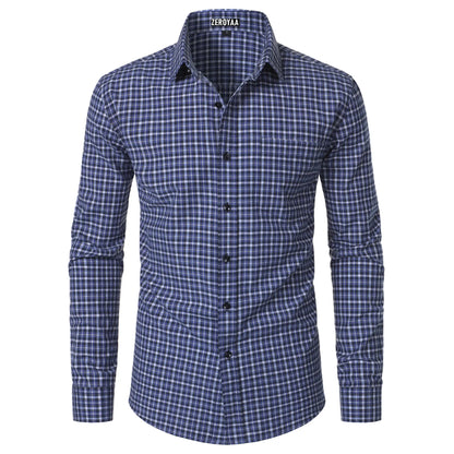 Men's Plaid Long Sleeve Dress Shirt