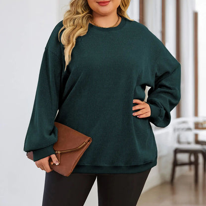 Women's Oversized Corduroy Sweatshirt, Casual Crewneck Long Sleeve Lightweight Pullover