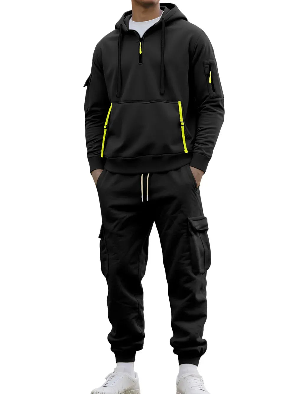 Men's autumn&winter hooded fashion sweatshirt with multiple pockets