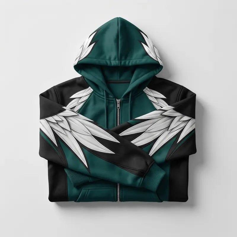 Teams Built-in Balaclava Zip Up Hoodie Football Sports Fan Full Zip Fleece Jacket Warm Winter Face Mask Sweatshirt Streetwear