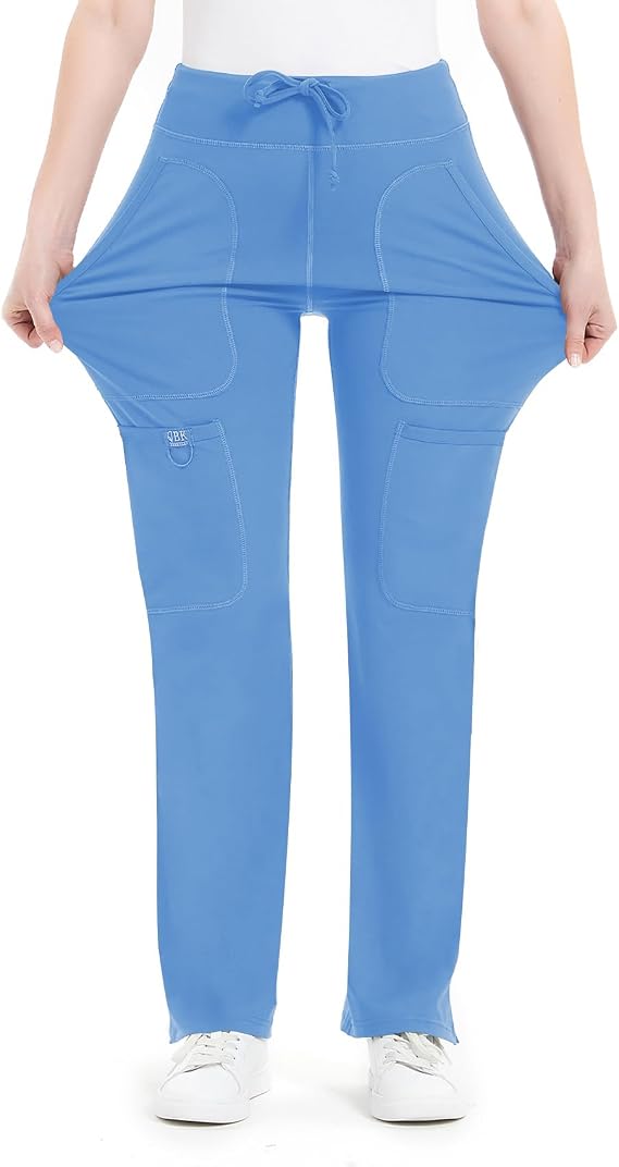 Women's Yoga Scrub Pants - 4-Way Stretch Work Pants with 5 Pockets