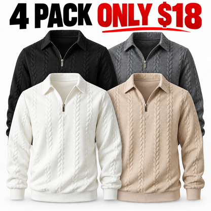 Men's Outfits Knitted Polo Neck Long Sleeve Fitted Knitwear Sweatshirt
