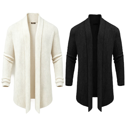 Men's Fashion Shawl Collar Long-Sleeve Fitted Plain Knit Cardigan