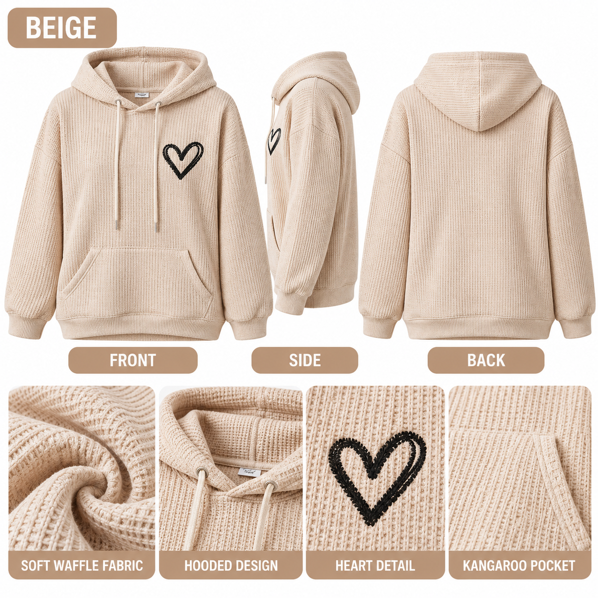 🏭 FACTORY LIMITED-TIME SALE ⚡ FINAL SALE – 6 FOR $24.99! WOMEN'S Cozy Waffle Knit Hoodies