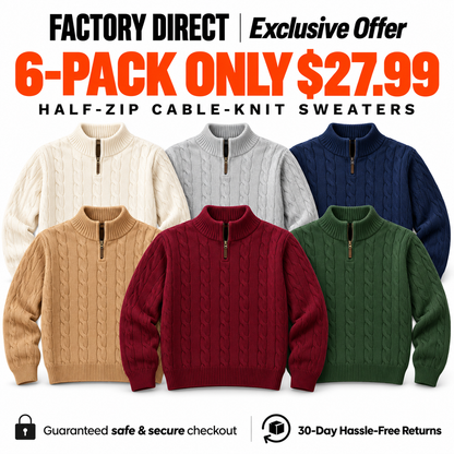 🍂 Men's Classic Quarter-Zip Cable-Knit Sweaters 🔥 Everyday Comfort | Clearance Bundle Deal