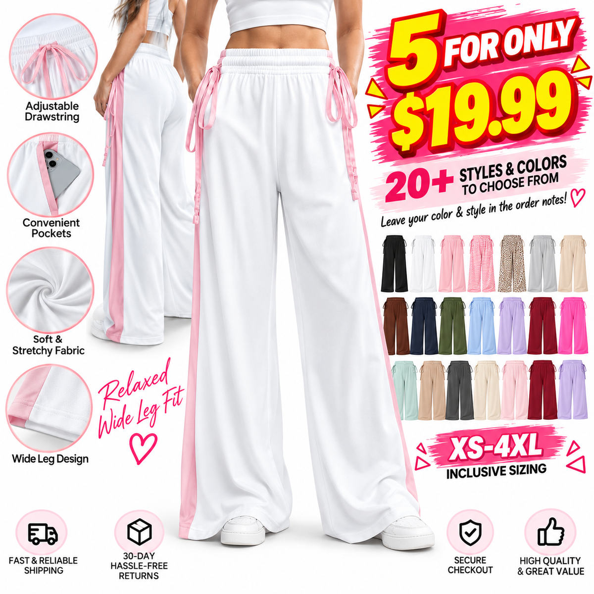 ⚡ FINAL SALE – 21 FOR $24.99! WOMEN'S Wide Leg lounge Pants