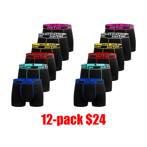 12-Pack Men's Solid Color Boxer Briefs – Soft Polyester Sports & Daily Wear Underwear