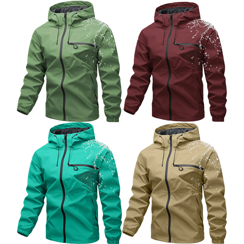Unisex 4-Pack All-Weather Jacket – Waterproof Windproof Hooded Lightweight Outdoor Coat with Adjustable Cuffs