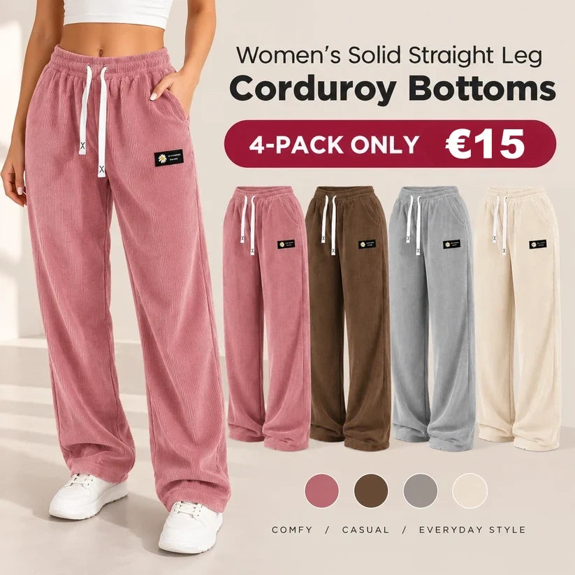 LAST DAY SALEWomen's Solid Straight Leg Corduroy Bottoms-100% Cotton