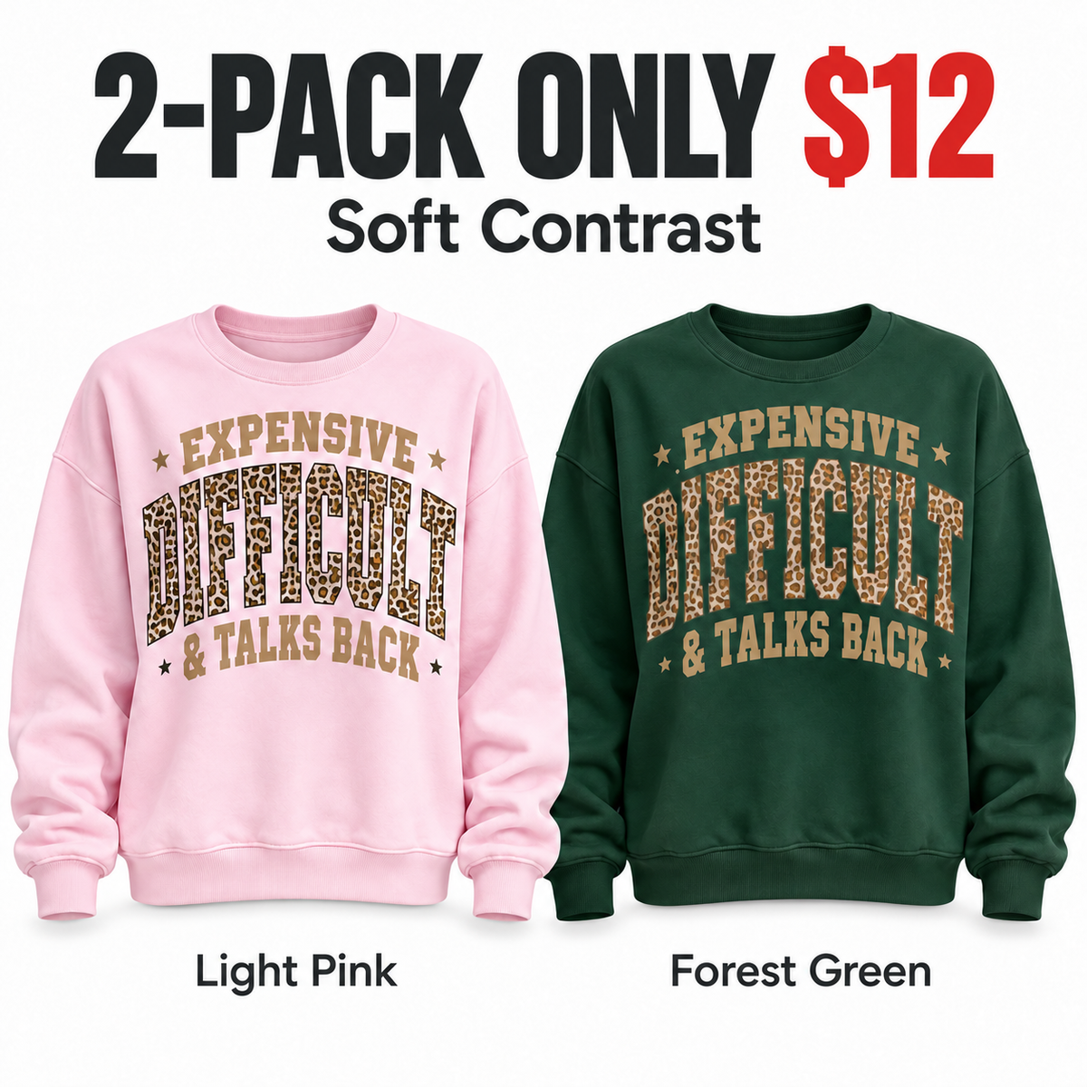 10-PACK ONLY $2410 colors. ---✨ Everyday Leopard Graphic Sweatshirt