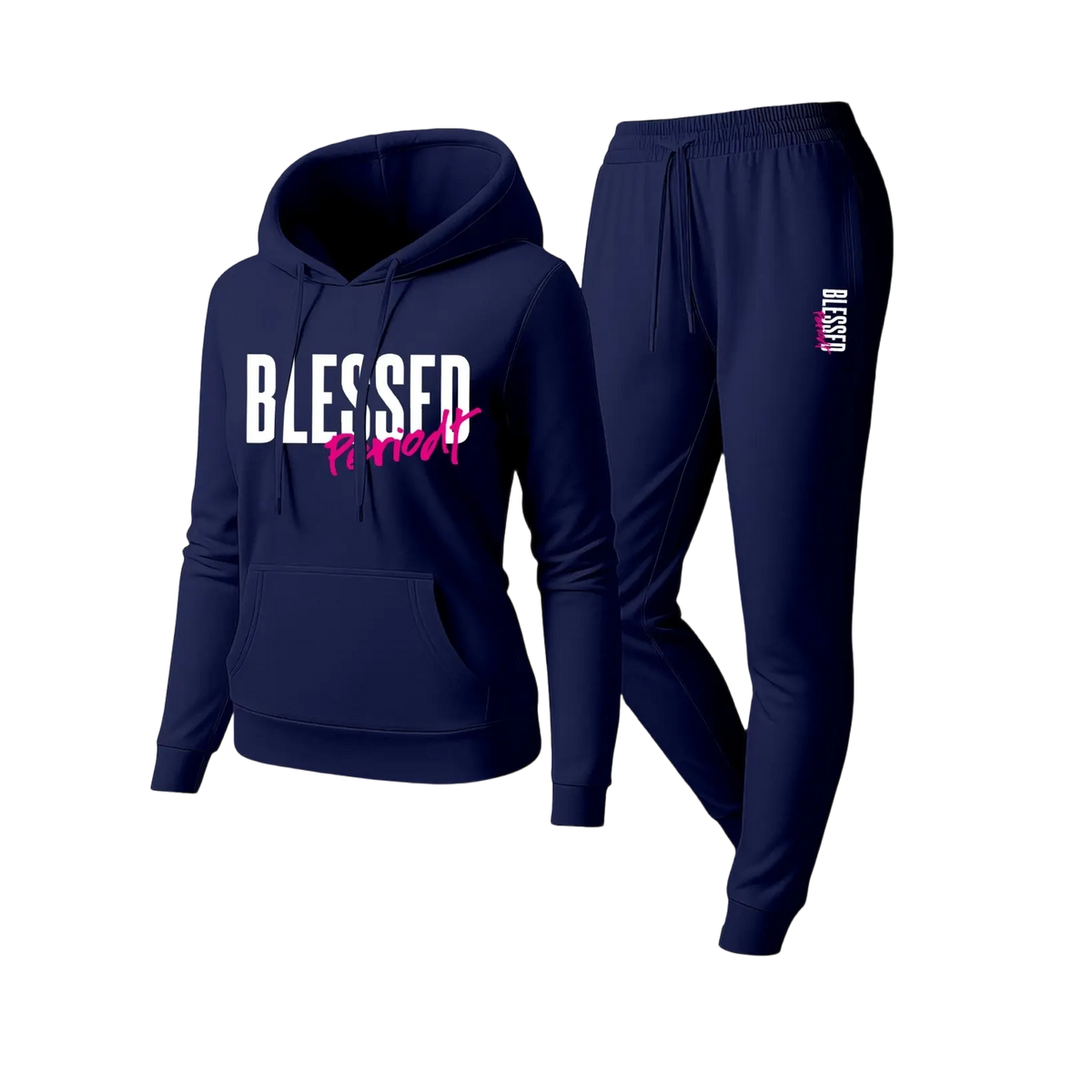 Women's Blessed Graphic Hoodie & Jogger Set – Cozy 2-Piece Casual Tracksuit