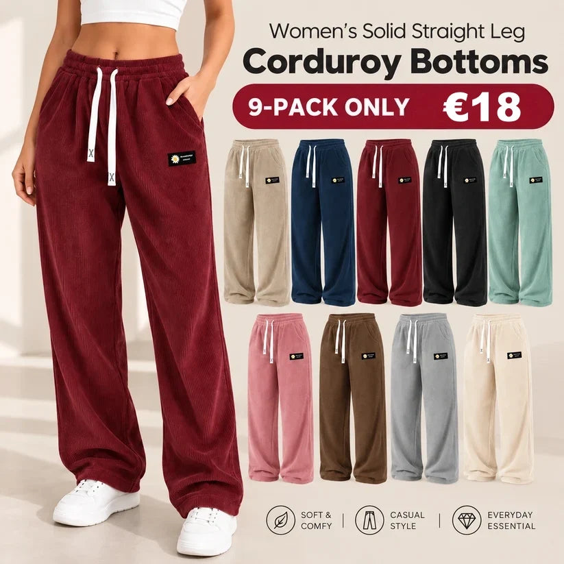 LAST DAY SALEWomen's Solid Straight Leg Corduroy Bottoms-100% Cotton