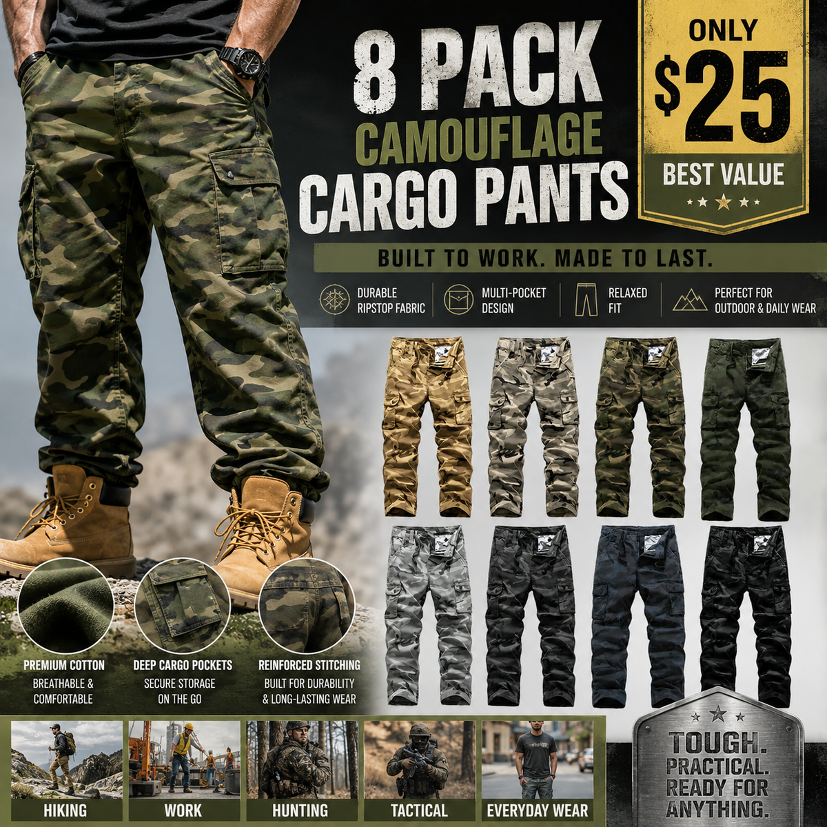 【LAST DAY SALE】Men's practical camouflage cargo pants