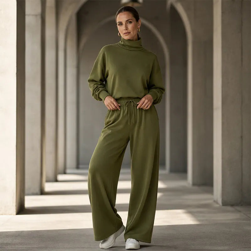 Soft-Touch Turtleneck Two-Piece Set