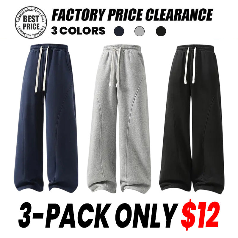 Men's Solid-Color Drawstring Pants with Curved Blade Design