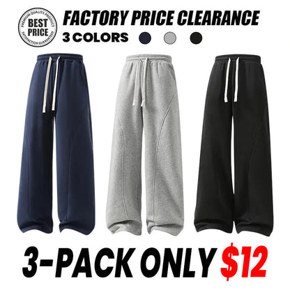 Men's Solid-Color Drawstring Pants with Curved Blade Design