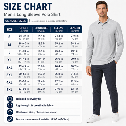 Men's Relaxed Textured Long Sleeve Polo Shirt