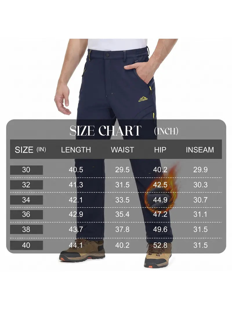 💚 Men's Winter Ski Pants Fleece Lined 5-Zip