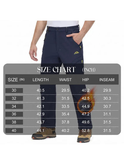 💚 Men's Winter Ski Pants Fleece Lined 5-Zip