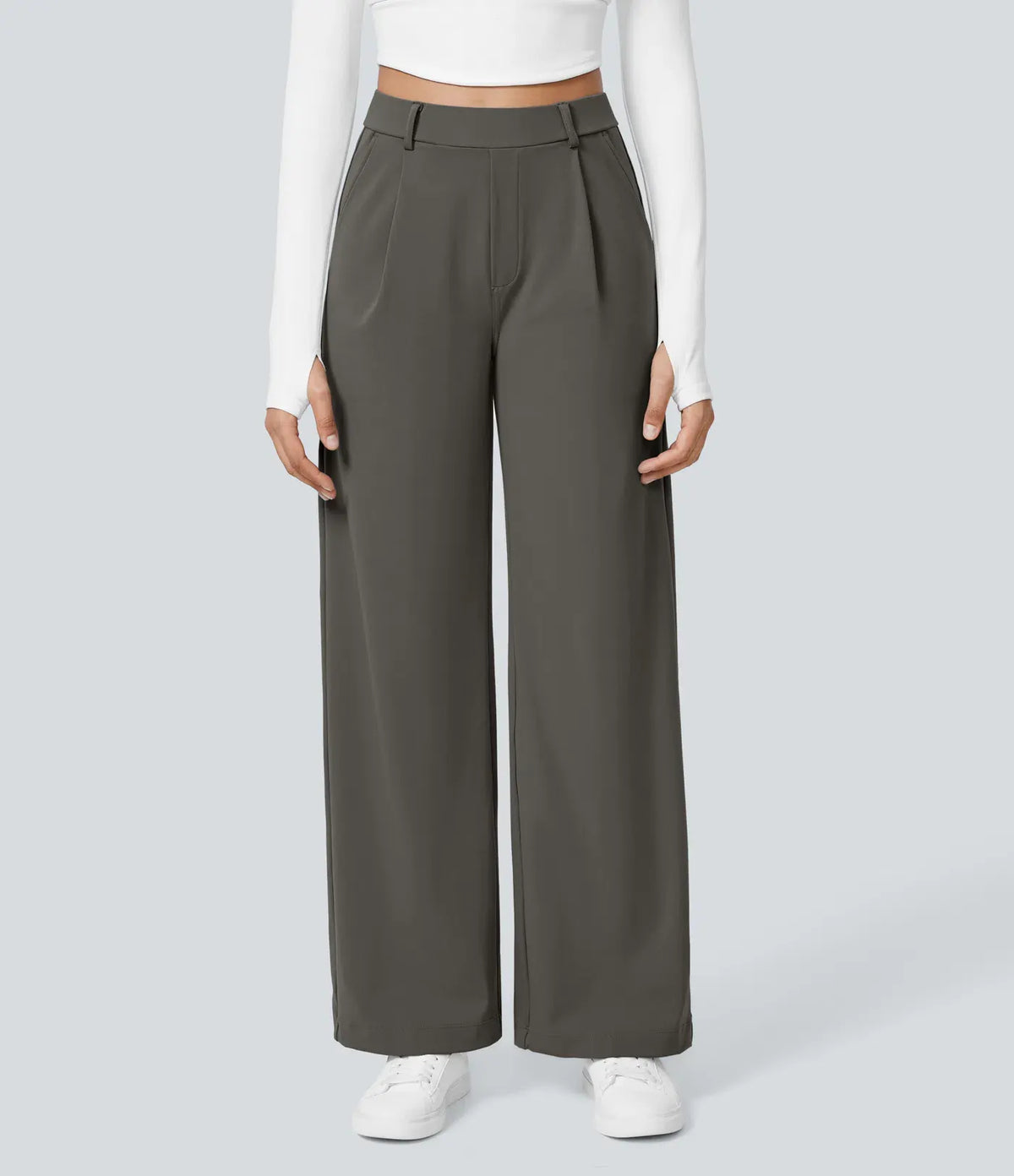 Fall Big Sale!High Waisted Side Pocket Straight Leg Work Pants