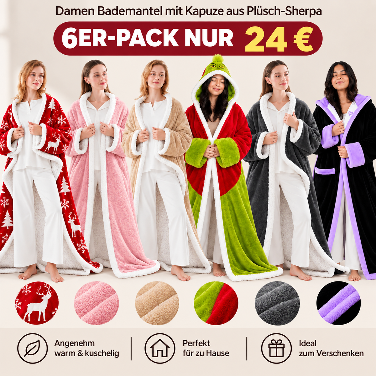 🔥 Tragbare Heizdecke mit Fußtasche aus Sherpa 🔥 Überhitzungsschutz & automatische Abschaltung