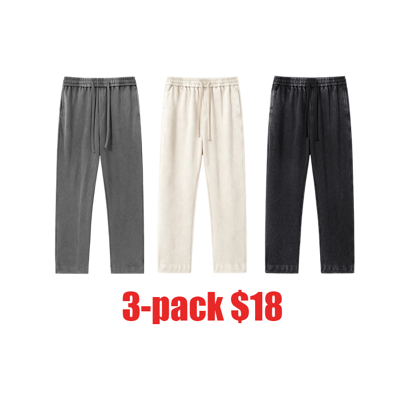 6-Pack Acid Wash Cotton Sweatpants – Solid Color Athletic Casual Sweatpants, All-Season Unisex Lounge Pants