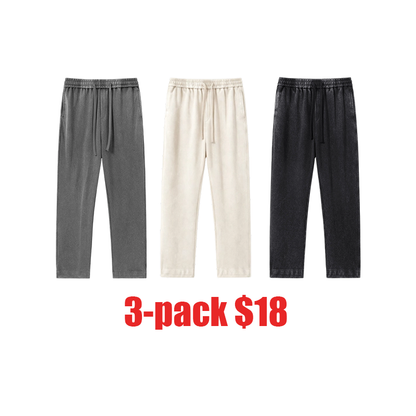6-Pack Acid Wash Cotton Sweatpants – Solid Color Athletic Casual Sweatpants, All-Season Unisex Lounge Pants