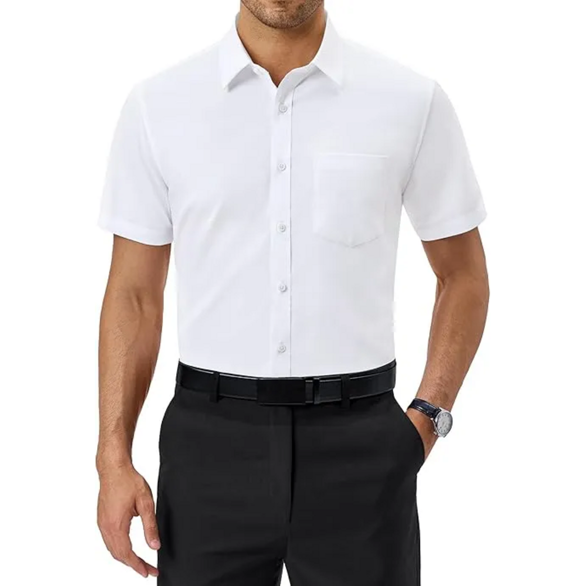 Limited Deal 8-Pack Men's Breathable Quick-Dry Stretch Short Sleeve Button-Front Shirts